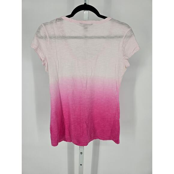 Banana Republic Women's White Pink Ombre Short Sleeve Cotton Top Size XS - Picture 4 of 4